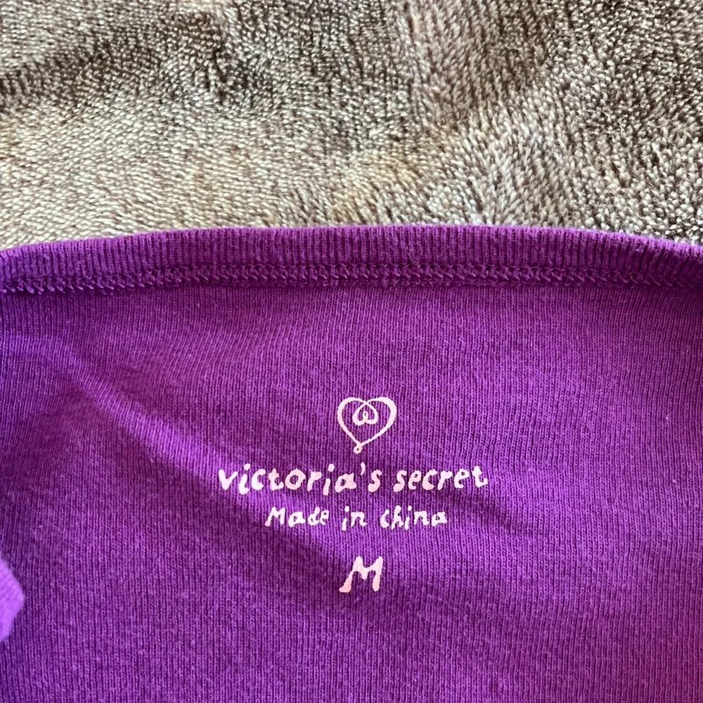 Victoria's Secret Purple V-Neck Long Sleeve Nightshirt with Pink Logo